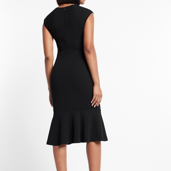 Express, Square Neck Peplum Midi Sheath Dress - Picture 2 of 6